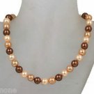 20" Chocolate Brown & Golden 10mm Mother of Pearl Necklace & 10mm Stud Earrings 20" Chocolate Brown & Golden 10mm Mother of Pearl Necklace & 10mm Stud Earrings