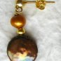 Chocolate Freshwater Coin Pearl Dangle Stud Earrings