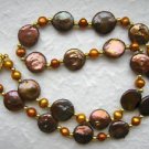 18" Designer Chocolate Freshwater Coin Pearl Necklace