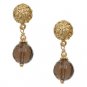 Smokey Quartz 22K/Sterling Silver Dangle Earrings