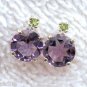 2.60ct Genuine Amethyst Sterling Silver Earrings with Peridot Accents