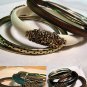 Brass & Wood or Acrylic Fashion Bangle Bracelets Set choose White, Black or Teal