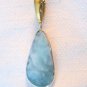 1.6" Larimar Gemstone Pendant Sterling Silver .925 Gold Bail Pear Shape .5" Wide
