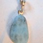 1.75" Larimar Gemstone Pendant Sterling Silver .925 Free Form Shape .75" Wide