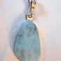 1.75" Larimar Gemstone Pendant Sterling Silver .925 Free Form Shape .75" Wide