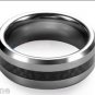 8mm Tungsten Metal Band Ring with Black Inlay Size 11.5 Comfort Fit Free Ship