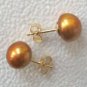 9M Golden Cultured Pearl 14ky Gold Earring Studs
