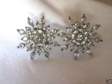 3/4" Crystal Stud Earrings Star Snowflake Shape Metal Disc Backings