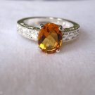 1.75 Ct Oval Madeira Citrine Ring Sterling Silver .925 Engraved Shank 9x7 Oval