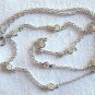 4.30 Ct White CZ Station Necklace by the Yd Sterling Silver .925 18" Cable Chain