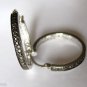 1/10 Ct Genuine Black Diamond Hoop Earrings Sterling Silver .925 .79" Diameter