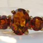 3-Stone Madeira Citrine 14k Yellow Gold Ring w/Appraisal, Gold,Amber, Sherry Red