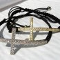 Sterling Silver .925 Sideways Cross Braided Bracelet with Cubic Zirconia