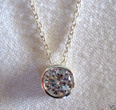 4.13 Ct Sterling Silver .925 Round White Cubic Zirconia Pendant with 18" chain