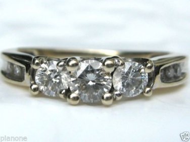 .52 Ct 14k White Gold Diamond Ring 3-Stone Anniversary Cocktail Engagement Ring