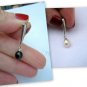6-7mm Cultured Freshwater Pearl Dangle Earrings Sterling Silver .925 Black White