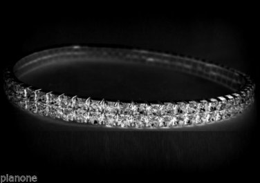 2-Row White Crystal Rhinestone Stretch Ankle Bracelet 9"-14" Sexy and Sparkly