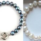 8-9mm Cultured Pearl Bracelet in Black or White 7.5" Long Sterling Silver .925 8-9mm Cultured Pearl Bracelet in Black or White 7.5" Long Sterling Silver .925