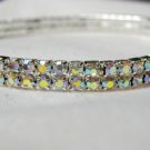 2-Row Crystal Aurora Borealis Rhinestone Stretch Ankle Wrist Bracelet 9-14"