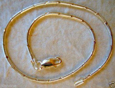 Italian Made Sterling Silver .925 Diamond Cut Snake Chain Wrist Bracelet 7"