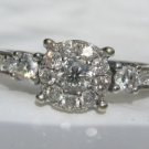.63 Ct Diamond Halo Ring 14k White Gold Engagement, Anniversary, Cocktail Ring .63 Ct Diamond Halo Ring 14k White Gold Engagement, Anniversary, Cocktail Ring