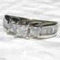 1.00 Ct 3-Stone Princess Cut Diamond Ring 14k White Gold Engagement, Anniversary