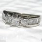 1.00 Ct 3-Stone Princess Cut Diamond Ring 14k White Gold Engagement, Anniversary
