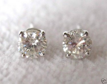 1/3 Ct Round Brilliant Cut 14K White Gold Diamond Stud Earrings