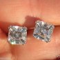 4 Ct Sterling Silver .925 Cubic Zirconia Asscher Cut Studs 7mm Square Princess