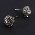 Clear Rhinestone Earrings - Silvertone - Studs