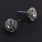 Clear Rhinestone Earrings - Silvertone - Studs