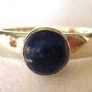 Deep Blue Lapis .925 Sterling Silver Ring Round Shape Cabochon Cut Bezel Set