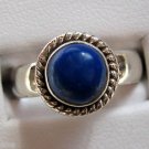 Deep Blue Lapis .925 Sterling Silver Ring Round Shape Cabochon Cut Gemstone