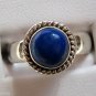 Deep Blue Lapis .925 Sterling Silver Ring Round Shape Cabochon Cut Gemstone