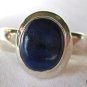 Deep Blue Lapis .925 Sterling Silver Ring Oval Shape Classic Design Wide Band