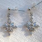 Crystal Accented Snowflake Drop Dangle Earrings Sterling Silver .925 Crystal Accented Snowflake Drop Dangle Earrings Sterling Silver .925