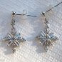 Crystal Accented Snowflake Drop Dangle Earrings Sterling Silver .925