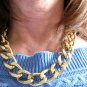 Chunky Goldplated Chain Necklace 18" or 38" Large 1" Oval Link Punk Hip Hop Curb
