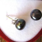 8-9mm Black Freshwater Pearl Stud Earrings Sterling Silver .925 8-9mm Black Freshwater Pearl Stud Earrings Sterling Silver .925