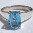 2.4 Carat Bright Blue Topaz Ring Sterling Silver .925 Cushion Cut Smooth Shank 2.4 Carat Bright Blue Topaz Ring Sterling Silver .925 Cushion Cut Smooth Shank