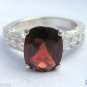 2.66 Carat Red Garnet 10x8mm Cushion Cut Size 7 Sterling Silver .925 Sizeable