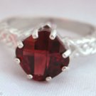 2.5 Carat Red Garnet 8mm Cushion Cut Sterling Silver .925 Sizeable 2.5 Carat Red Garnet 8mm Cushion Cut Sterling Silver .925 Sizeable
