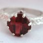 2.5 Carat Red Garnet 8mm Cushion Cut Sterling Silver .925 Sizeable