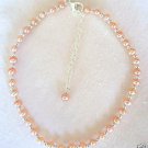 Pink Cultured Freshwater Pearl & Sterling Silver 10"-12" Ankle Bracelet Pink Cultured Freshwater Pearl & Sterling Silver 10"-12" Ankle Bracelet