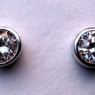 2.17 Ct Sterling Silver .925 Cubic Zirconia 7mm Round Brilliant Cut Studs Bezel