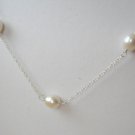 8-9mm White Rice Pearl Station Necklace Sterling Silver 18" By the Yard 8-9mm White Rice Pearl Station Necklace Sterling Silver 18" By the Yard