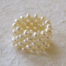 White Freshwater Seed Pearl Stretch Ring One Size Fits All