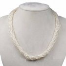 10-Row Handmade White Rice Seed Pearl Necklace 16-18" Gold Sterling Silver Clasp 10-Row Handmade White Rice Seed Pearl Necklace 16-18" Gold Sterling Silver Clasp