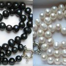 8-9mm Cultured Pearl Necklace in Black or White 18" Long