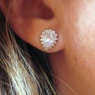 5 Ct Sterling Silver .925 Cubic Zirconia Pear Teardrop Cut Studs Round CZ Halo